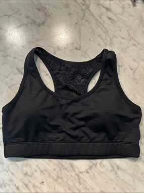 ZYIA Black Racerback Sports Bra with Lace Back Panel